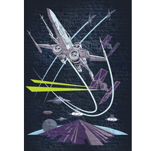 Star Wars väggmålning med X-Wing och TIE-Fighter design