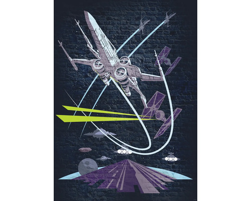 Star Wars väggmålning med X-Wing och TIE-Fighter design