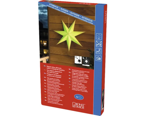 Förpackning av en självlysande stjärna för hängande montering, utan kabel