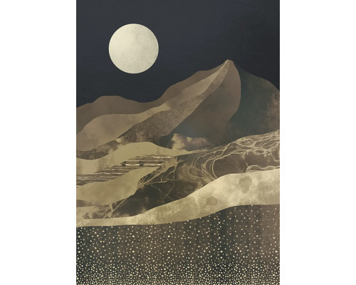 Dekorativ väggbild med bergmotiv och måne