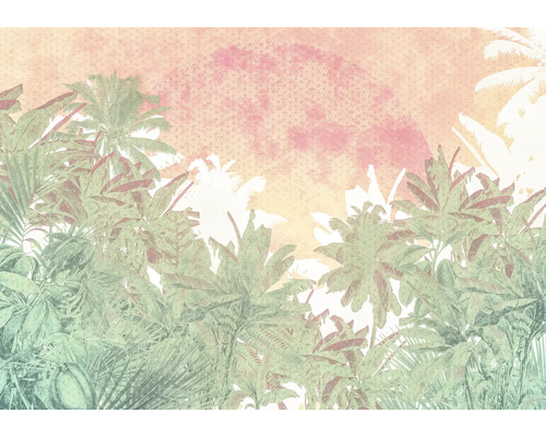 Tropisk tapet med palmer och växter