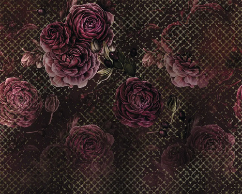 Tapet med rosmönster och gallerstruktur