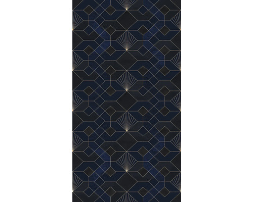 Tapet med geometriska linjer och art déco-motiv