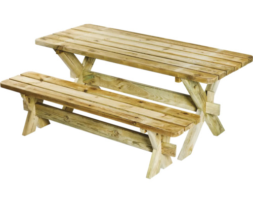 Trädgård bord i trä med sittbänkar för utomhusbruk