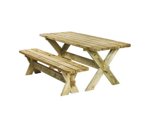 Trädgårdsmöbelset i trä med bord och bänk