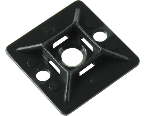Fästplatta NEMIQ med skruvhål svart 28x28mm Svart kabelfotsfyrkant