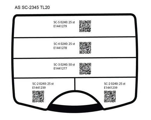 Etikett med produktinformation och QR-koder