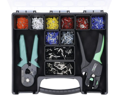 Ändhylsor NEMIQ med verktyg 0.50-6.0mm² 1000st Ändhylssortiment med crimptång i en verktygslåda
