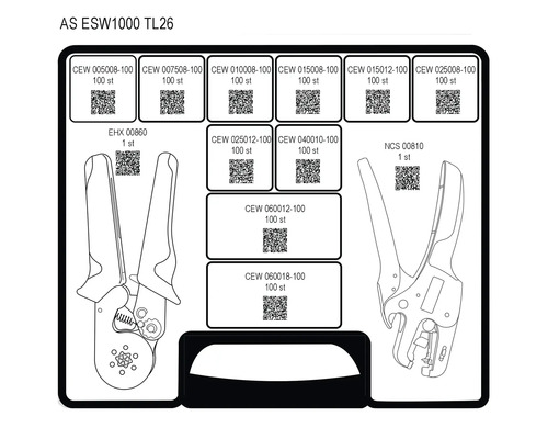 AS ESW1000 TL26 Sortimentslåda med verktyg och QR-koder
