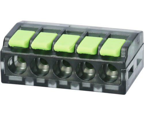 Toppklämma NEMIQ 5 ledare 0.2-4.0mm2 25st Femfaldig Wago-plint för elektriska ledningar