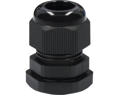 Svart kabelförskruvning