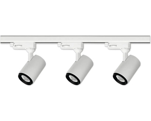 Tre spotlightsystem på skena för takbelysning