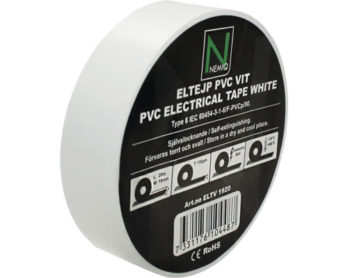 Vit PVC eltejp