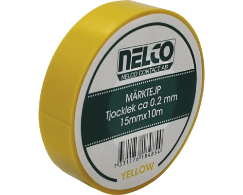 Märktejp NEMIQ gul 15mmx10m Gul eltejp, cirka 0,2 mm tjock, 15 mm x 10 m