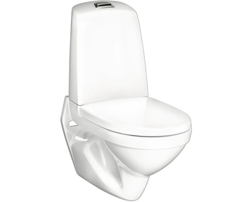 Vägghängd toalett med djup spolning och spolcistern