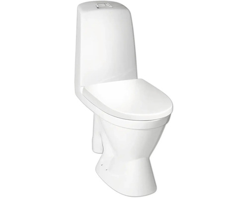 Golvstående toalett med spolcistern och manöverpanel