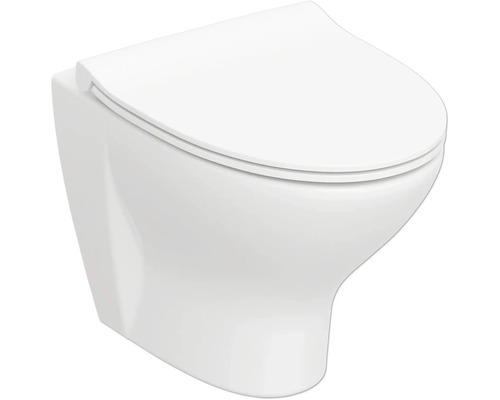 Vägghängd toalett med djup spolning och lock