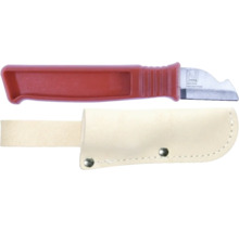 Fogslev med rött handtag och slida