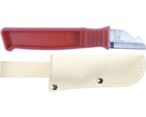 Skalkniv NEMIQ slipning för vänsterhänta Fogslev med rött handtag och slida