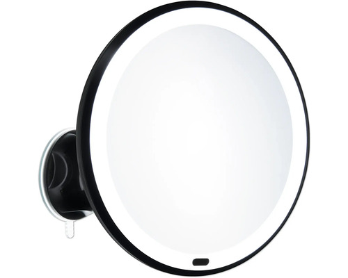 Sminkspegel BESLAGSBODEN Glow svart med sugpropp dimbar X7 200 mm LED Rund sminkspegel med sugpropp