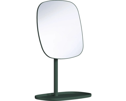 Sminkspegel på fot BESLAGSBODEN med fat grön X7 Bordspegel med oval spegelyta och förvaringsutrymme