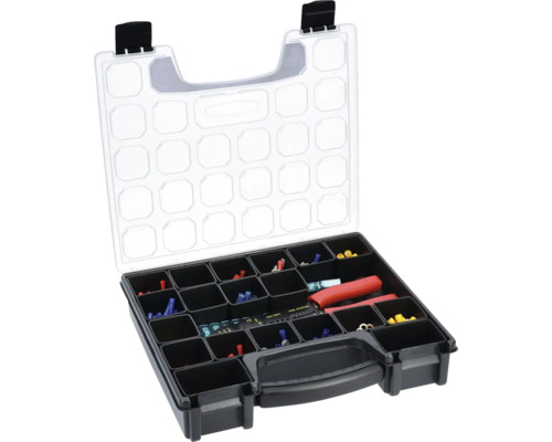 Sortimentlåda kabelskor NEMIQ med verktyg 0.5-6 mm² Öppen verktygslåda med diverse elektriska kontakter och verktyg