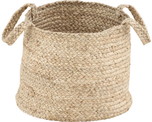 Flätad korg av naturfiber med handtag