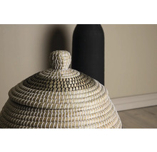 Flätad korg med lock för förvaring