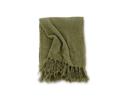 Grön pläd med fransar