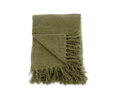 Grönt överkast med fransar