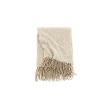 Beige överkast med fransar