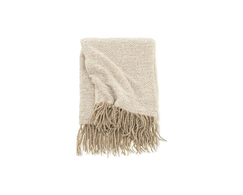 Beige överkast med fransar