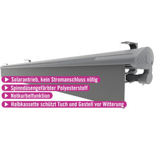 Halvkassettmarkis med solfunktion och polyestertyg
