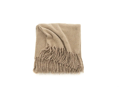 Beige överkast med fransar