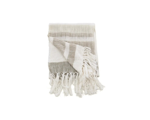 Randigt överkast med fransar