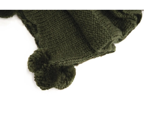 Stickad halsduk med tofsar