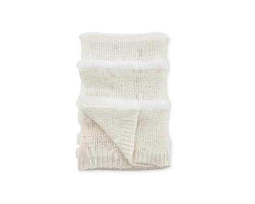 Vikt stickad filt med dekorativa ränder