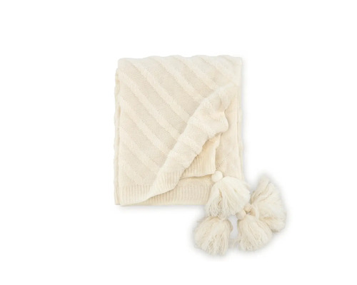 Vik filt med dekorativa ränder och tofsar