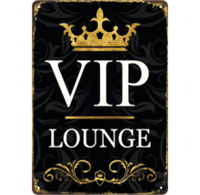 Metallskylt med texten VIP Lounge och en krona