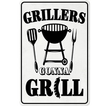 Grillers ska grilla skylt med grill, stekspade och grillgaffel