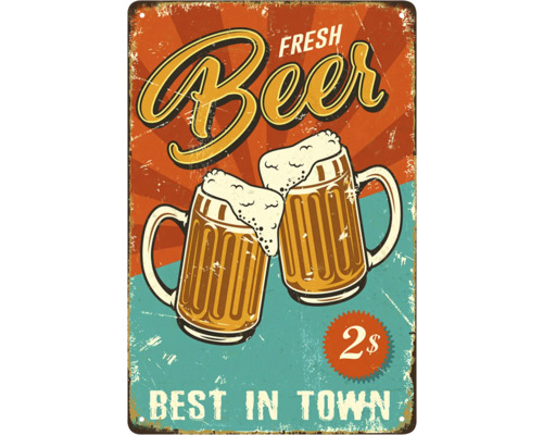 Plåtskylt öl beer 30x20 Dekorativ plåtskylt med ölmotiv i retrostil