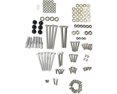 Diverse skruvar, muttrar, brickor och pluggar