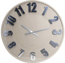 Väggklocka med silverfärgade visare och siffror