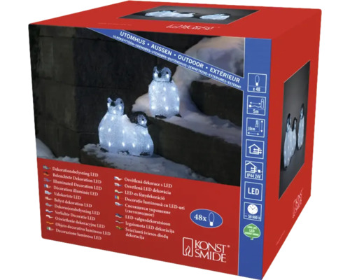 Förpackning med LED-dekoration med pingvinmotiv för utomhusbruk