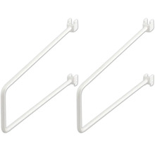 Två vita handdukshängare för väggmontering