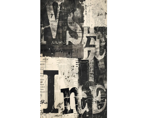 Abstrakt väggbild med tidningsartikelmotiv för inomhusbruk