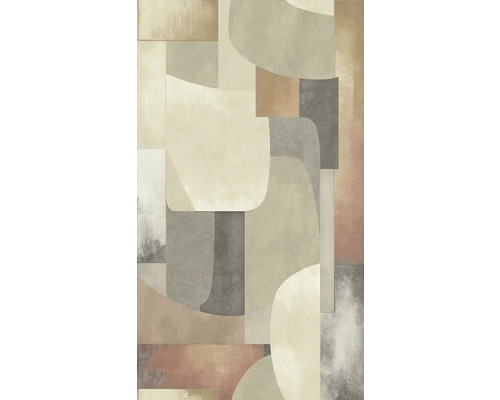 Tapet med abstrakt formmönster i beige och brunt