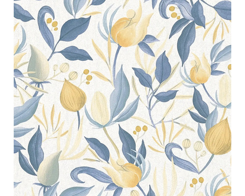 Blommig tapet med blommor och blad