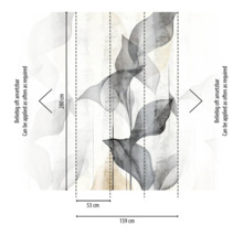 Illustration av en tapet med växtmotiv och storleksinformation
