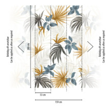 Tapet med bladmönster och storleksdetaljer